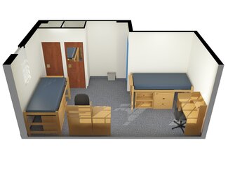 3D image of Busey Evans double room layout