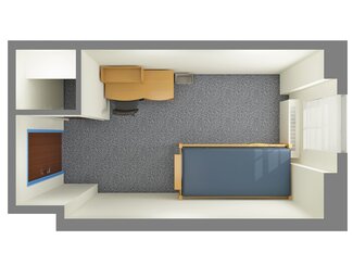 3D image of Busey Evans single room layout