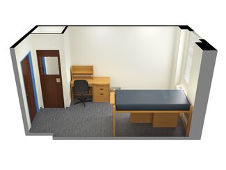 3D image of Busey Evans single room layout
