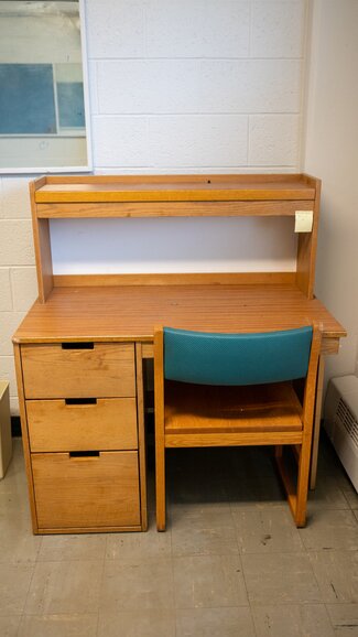 Desk with drawers and chair