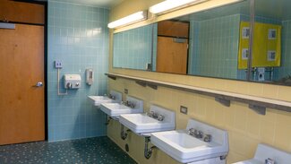 Hopkins Bathroom with sinks and mirror