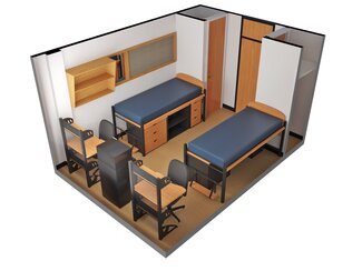 3D image of Scott double with two beds and desks