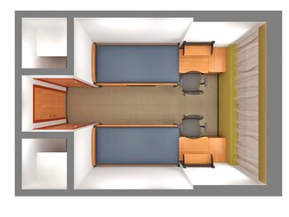 3D Image of Double Room Layout